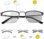 MIRYEA Spring Hinges Photochrome Progressive Multifocus Transition Reading Glasses Blue Light Blocking Multifocal Glasses