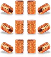 12PCS Tire Valve Stem Caps, Car Exterior Accessories, Aluminum Alloy Valve Cover Universal for Cars, Trucks, Motorcycles and Bicycles (Orange)