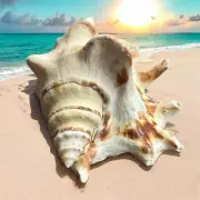 Large Conch Seashell Spiky Natural White Brown Big Sea Shell Beach Home Decor