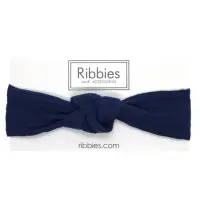 在飛比找momo購物網優惠-【Ribbies】兒童寬版扭結髮帶海軍藍(髮帶)