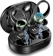 Bluetooth Sports Headphones, Wireless Bluetooth 5.3 Headphones with 4 ENC Noise Cancelling Mic, 50 Hours Wireless Headphones in Ear with HiFi Stereo, IP7 Waterproof, Bluetooth Earphones LED Display,