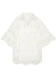 Zimmermann Lexi Embroidered Cut-out Linen Tunic - Ivory - 3 (UK 14 / L) 3 (UK 14 / L)