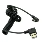 90° Angle Spiral Coiled USB 2.0 A Male to Micro USB B 5Pin Spring Cable