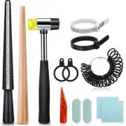 11 Pieces US UK Ring Mandrel Set, Size 1-13 with Half Sizer Black