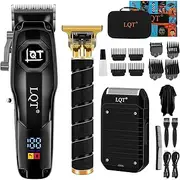 LQT Barber Scissors for Men, Professional Wireless Barber Scissors, Beard Trimmer with LED Display, Electric Razor Barber Set, Father's Day Gift for Him