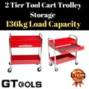 136kg Capacity 2Tier Mechanics Heavy Duty Shelf Tool Sturdy Steel Trolley-GT2T6R
