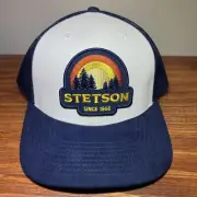 Stetson Sunset Men’s Navy Blue Cream Snapback Trucker Hat Cap NEW