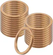uxcell 20pcs Split Keychain Rings, 30mm Round Flat Keyrings Stainless Steel Open Key Chain Ring Dog Tag Rings for DIY Keychain Craft Lanyard, 2mm Thick, Rose Gold
