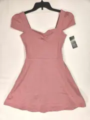 Wild Fable Fit & Flare Dress Womens XXS Short Cap Sleeves Ribbed Stretch Mauve