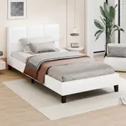 ALFORDSON Bed Frame Wooden Platform Mattress Base Leather White - King Single