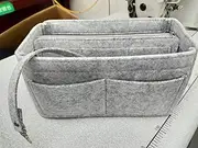 [JIRONN] Purse Organizer Insert, Handbag Purse Organizer, Multi pocket Wallet Organizer, Backpack Liner Organizer, Handbag Tote Shaper, Felt Bag Organizer with zipper, Felt Bag Organizer for Tote (GREY)