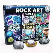 ArtSkills Rock Painting Kit with Geode, Mandala & Glow in The Dark Rock Painting, Arts and Crafts for Kids