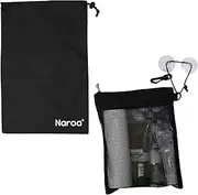 [Naroa] Waterproof Multifunctional Toiletry Shower Bag for Gym, Travel, Business and Foldable Portable Hanging Bathroom Mesh Caddy with Wet & Dry Storage Suction Hook Tote for Men Women, Black, One Size