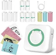 Portable Thermal Label Printer, Mini Bluetooth Label Printer with 13 Rolls Printing Paper, Bluetooth Phone Printer with Multiple Models