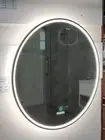 Bathroom Round Black Frame LED Illuminated Mirror Touch Switch Energy Saving
