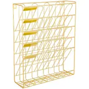 Catzon Hanging File Organizer6 Tier Wall Mount Document Letter Tray File Organizer for Home and Office -Gold