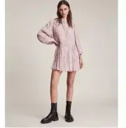 All Saints NWT Isobella Freya Dress in Mink Pink Women's size 8