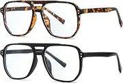 [SUNBSR] Fashion Square Glasses for Women Men Retro Square Aviator 90s Blue Light Blocking Glasses Computer Eyewear