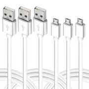3 Pack 1m Data Transfer Charger Charging Micro USB Cable Cord for Android Phone Device Tablet Bulk White TPE Plastic