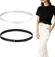 [HJZHII] 2PCS Adjustable Elastic Belt for Women, Elastic Stretch Belt with Buckle Sweater Crop Tuck Band Sweater Tuck Band Belt