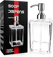 18Oz Acrylic Clear Soap Dispenser, Refillable Hand Soap Dispenser for Bathroom, Plastic Liquid Handsoap Dispenser for Kitchen