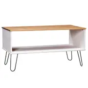 Coffee Table "New York" White and Light Wood Solid Pine Wood vidaXL