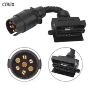 7 Pin Round Male Plug to 7 Pin Flat Female Socket Adaptor Trailer Connector