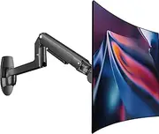 Ergounion Single Monitor Wall Mount for Flat or Curved Screens up to 38" Within 25 lbs, Full Motion Adjustable Monitor Arm with Cable Management, VESA 75x75/100x100mm, Black