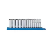 GEARWRENCH 1/4inch Drive Met 6PT Deep Socket Set 13pc on Rail 80304