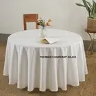 White Cotton Fabric Round Table Cloth Garden Dining Tableware Dust-Proof Cover