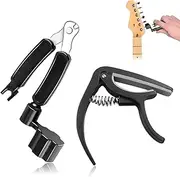 Guitar Maintenance Tool Set,1 Pcs Guitar String Winders Tool and 1 Pcs Guitar Capo,3-In-1 Multifunctional Guitar Tool String Cutter,Bridge Pin Puller For Instrument Repairing Guitar Accessories