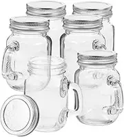 NOLITOY 6pcs Elegant Glass Jars Wooden Handles Honey Jam Spice Jars Airtight Lids for Kitchen