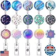 Daisy Marble Puppy 15 Pack Retractable Id Badge Clip Holder - Cute Badge Reel
