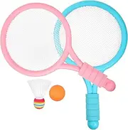 Generic 1 Set Badminton Racket and Ball Lightweight Badminton Game Set for Aged Skid Handle Durable Material for Backyard Park and Beach Fun