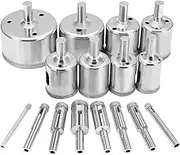 AFUNTA 16 Pcs Diamond Drill Bit, Tile Hole Saw Remover Tools for Glass, Porcelain, Ceramic, Granite Stone Drill Bits 6-50mm