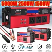 5000W 2500W Car Power Inverter 12V 24V To 110V LCD 4 USB 3 AC RV Solar Converter