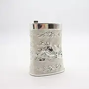 Compact Toothpick Holder Dispenser. Push Button Pop-Up Automatic Toothpick Storage and Toothpick Dispenser. Great Home Gadget for Kitchen, Restaurant, Motel, Caravan, Motorhome. Great Gift Idea. (Fish - White Silver)