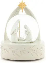 LED Holy Family Classic White 7 X 5 Inch Musical Christmas Snow Globe Plays Sile