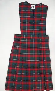 Girls R/K Multi-Color Plaid V-Slit Uniform Dress Sizes 10 1/2 & 12 1/2