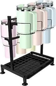 UKQRRTC Water Bottle Organizer with Drain Tray, Adjustable Height Tumbler Organizer, Rust Resistant Water Bottle Storage for Stanley Cup 40 oz 30 oz Tumbler