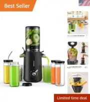 Cold Press Juicer Machines with 10 Glass Juice Bottles, Cold Press Juicer Who...