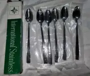 NEW in Box Set of 6 International Silver Serenata Iced Teaspoons