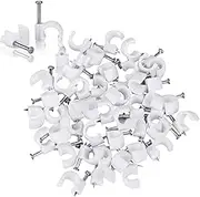 Cable Clips 100pcs, 7mm Ethernet Organiser, Nail in Plastic Cord Clips for Wall Floor, Desk Computer, LMR 240 Coax, RG6, 3C-2V, RG58, BT3002, 5 to 6 AWG Cable Management