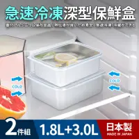 在飛比找momo購物網優惠-【日本製】急速冷凍深型保鮮盒2件組(1.8+3.0L)