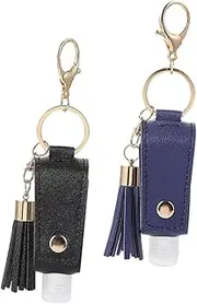 VICASKY 2 Sets Portable Keychain Bottle Cover Durable Tassel Holder Outdoor Empty Bottle for Travel Key Ring Design for Toiletries the Go Use