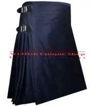Scottish Handmade Traditional Black Wool 8 yard Kilt 16Oz 100% Wool Kilt For Men