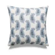 Navy Blue And White Paisley Print With Microgel Feather-Like Insert Pillow