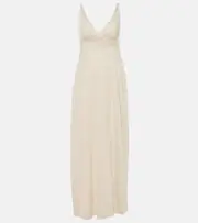 [Loro Piana] Loro Piana Cashmere, linen, and silk midi dress AU 16 beige