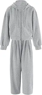 [Generic] Women's Hooded Plus Size Solid Color Jacket Wide Leg Pants Two-Piece Set Casual Loose Silhouette Hooded Long Sleeved Set