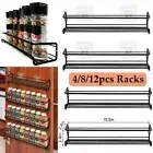 4/8/12x Wall Mounted Spice Jar Rack Kitchen Cupboard Door Wall Storage Organiser